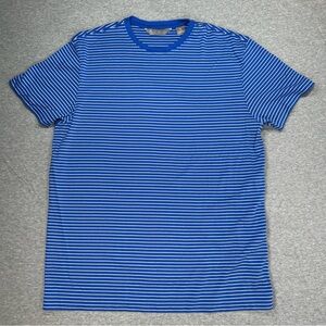 Daniel Cremieux Shirt Mens Medium Pima Cotton Short Sleeve Blue Striped Casual